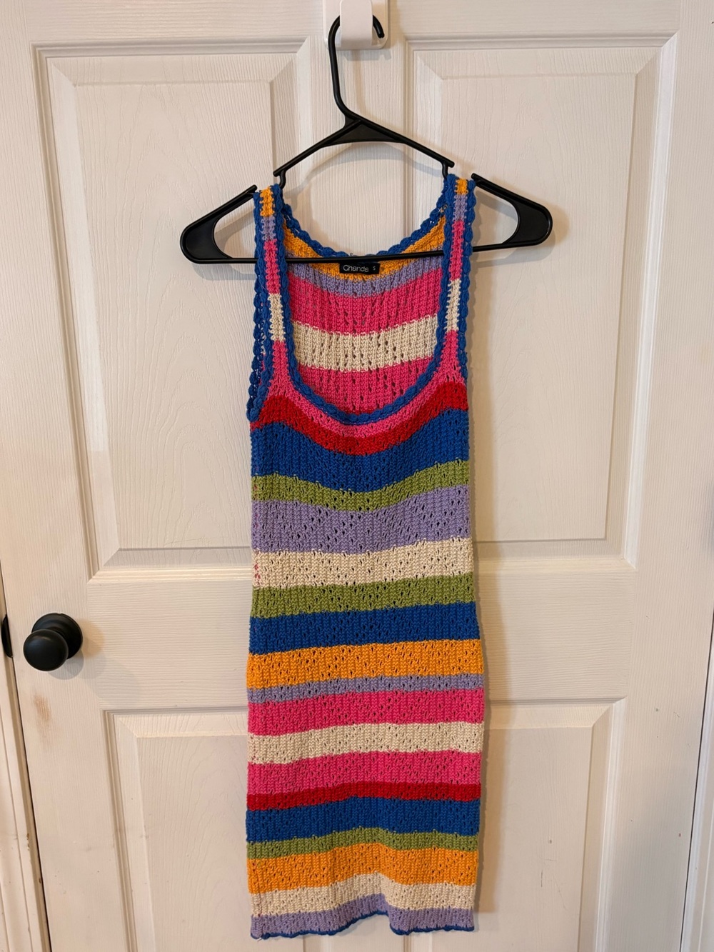 Bright Multicolor Striped Knit Mini Dress